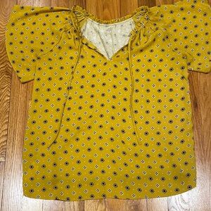 Loft Mustard Flutter Sleeve Blouse
